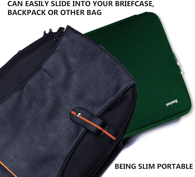 Laptop Sleeve 14 inch, Upgrade Durable Shockproof Protective Computer Cover Flip Case Briefcase Carrying Bag Compatible with 14" HP, Lenovo, Asus, Acer, Notebook, Chromebook Computer, Green