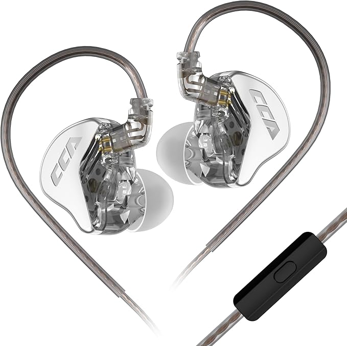 Wired Earbuds with Microphone, CCA CRA in Ear Monitors with Deep Bass Detachable 2Pin OFC Cable, in-Ear Headphones Compatible with iPhone, iPad, Android, Computer Most with 3.5mm Jack (Silver)