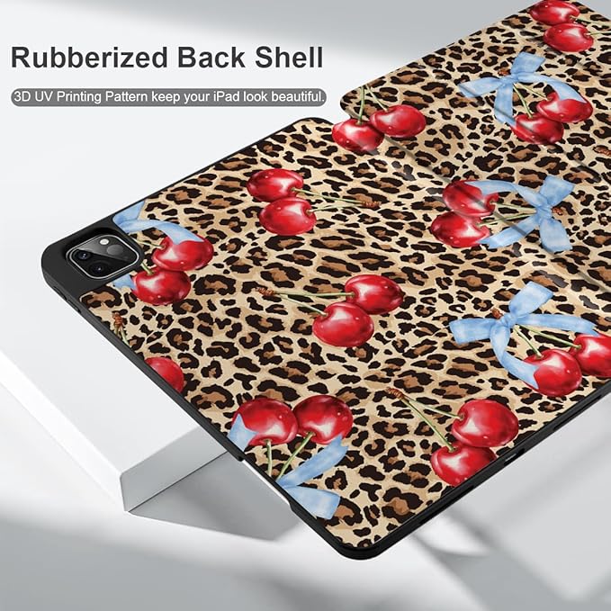 DONGKE Case for 2022/2021/2020/2018 iPad Pro 11 inch Gen 4/3/2/1 - Slim Protective Case - Built in Pencil Holder Support Charging - Trifold Stand & Sleep/Wake Cover- Leopard