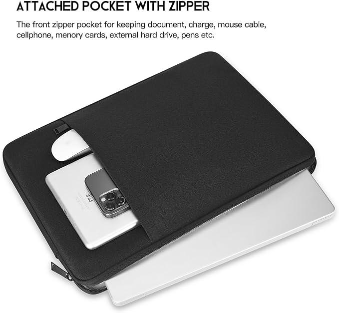 CaseBuy MacBook Air 15 inch Sleeve Water-Resistant Protective Case for 2026-2023 MacBook Air 15 M2 M3 M4 M5 Chip A3448 A2941 A3114 A3241 Laptop Carrying Case Cover Slim Travel Accessories Bag -Black