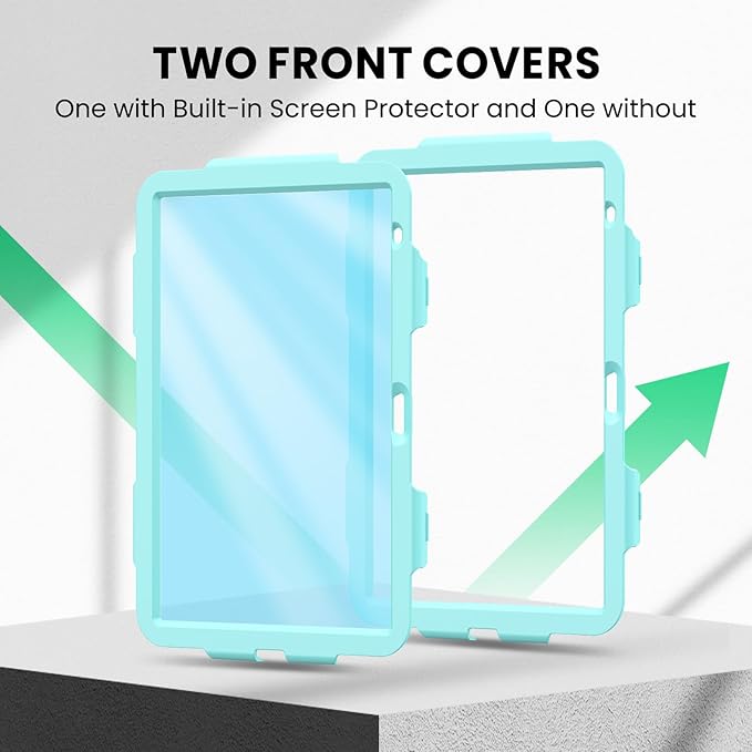 SEYMAC Case for iPad (A16) 11th/10th Generation 2025/2022 (11″/10.9″), Sturdy Heavy Duty Full-Body Shockproof Protective Case with Screen Protector, Rotating Stand, Hand/Shoulder Strap, Light Blue
