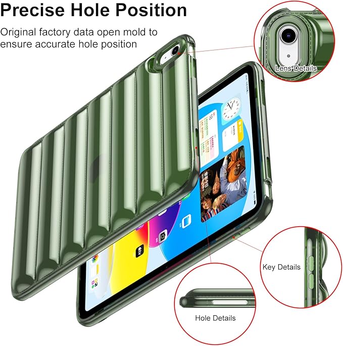 for iPad (A16) 11th Generation Case 11 inch 2025/iPad 10th Generation 10.9 inch (2022) Shockproof Soft TPU Back Cover Silicone Bumper Anti-Yellowing Lightweight Protective Clear Shell, Green