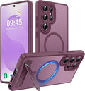Magnetic for Samsung Galaxy S25 Ultra Case, [Compatible with MagSafe][Full Camera Protection][Built-in Invisible Kickstand] Translucent Matte Phone Case for S25 Ultra 6.9" - Wine Red