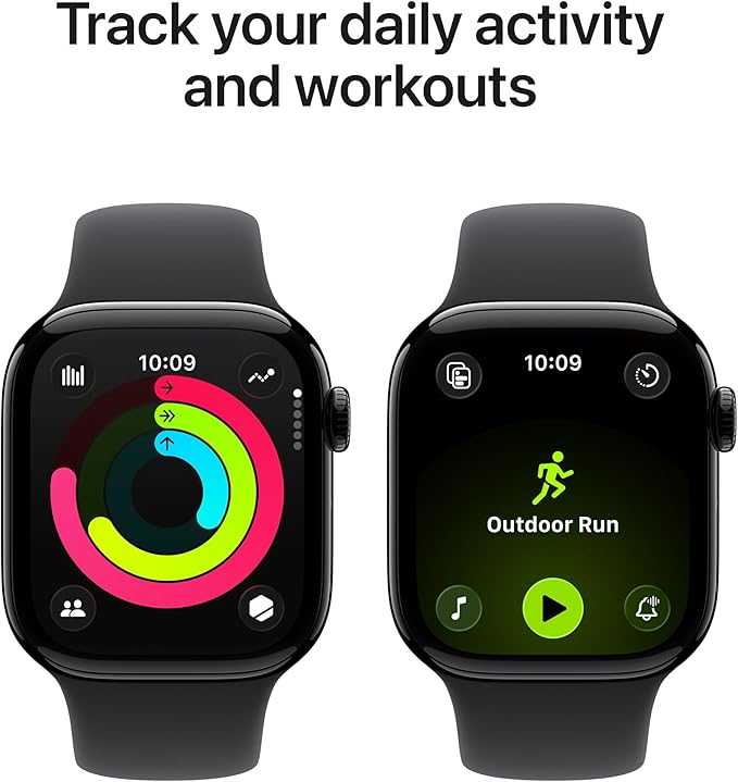 Apple Watch Series 11 [GPS + Cellular 42mm] Smartwatch with Jet Black Aluminium Case with Black Sport Band - S/M. Sleep Score, Fitness Tracker, Health Monitoring with AppleCare+ (2 Years)