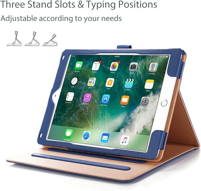 ProCase for iPad 9.7 Inch iPad 6th/5th Generation Case 2018 2017/iPad Air 2/Air 1 Case, Premium Leather Folio Corner Protection Multi-Angle Viewing Stand Cover with Front Pocket Pen Loop -Navy