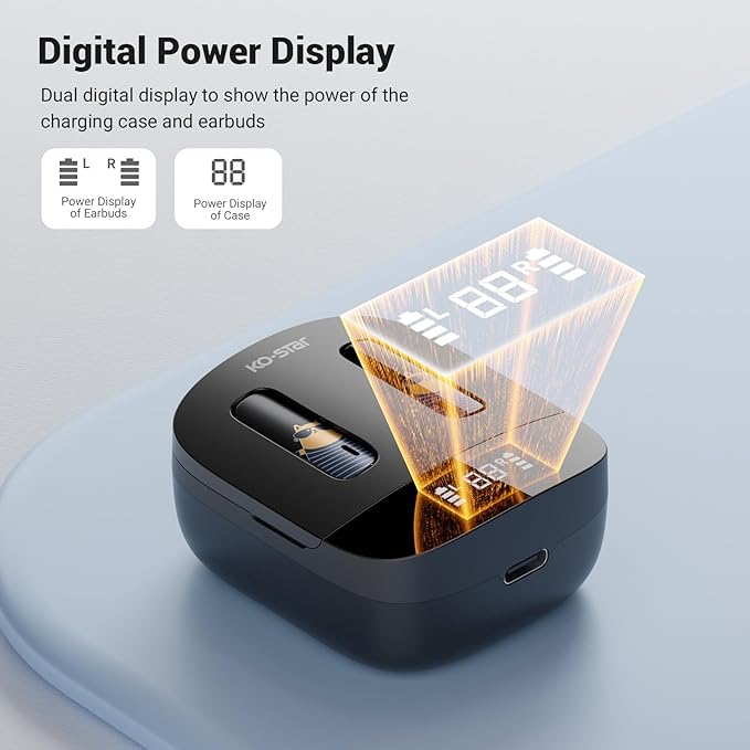 K80 Wireless Earbuds, Bluetooth 5.3 Headphones TWS True Wireless Stereo Earbuds with Wireless Charging Case, 42H Playtime, Auto-Pairing, Lightweight Comfort Fit for iPhone Android