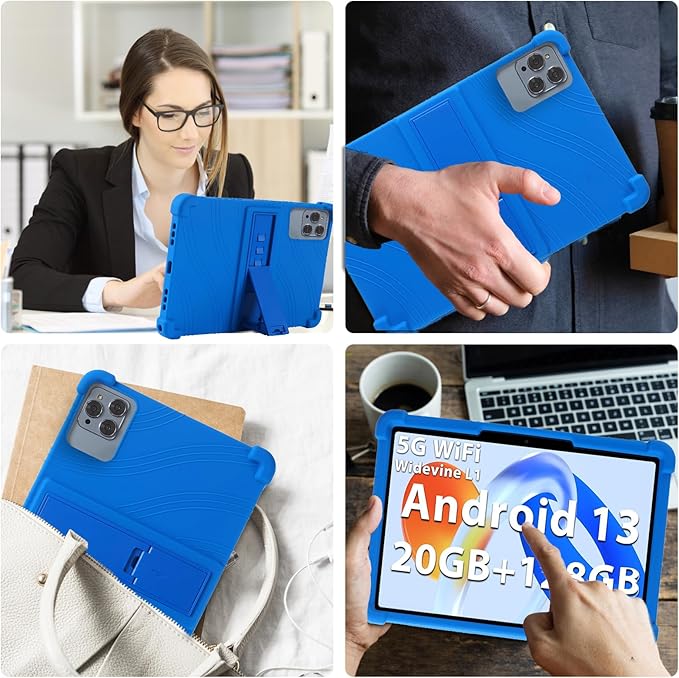 ATOOZ for ROWT 10.1 inch Tablet Case,Soft Silicone Case for ROWT A10/SVITOO Tab 10/Aiprotablet C20e/ZONKO D115/MB1001 10.1 inch Tablet with Stand (Blue)
