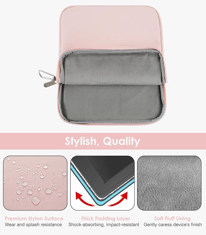 MoKo 9-11 Inch Tablet Sleeve Bag Carrying Case Fits New 11-inch iPad Pro M4/iPad Air M2 2024, Air 5/4/3 10.9"/10.5", Pro 11 M2, i-Pad10th 10.9, i-Pad9/8th Gen 10.2, Tab S8/S9 11", Pink