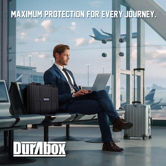 Durabox All Weather Hard Case 16 x 14 x 4” - TSA Approved Hard Shell Travel Case with Customizable Foam for Laptops, Electronics, Guns, Pistols and Other Gear