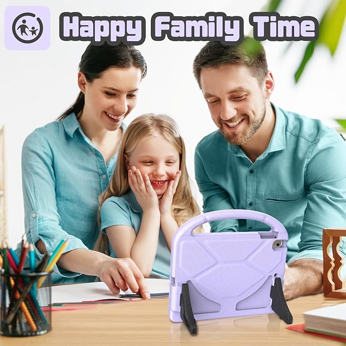 YIHE Shockproof Kids Case for iPad 6th/5th Generation (9.7 inch, 2018/2017), iPad Air 2/1 & Pro 9.7 | Durable Protective Cover with Built-in Screen Protector & Stable Stand, Light Purple