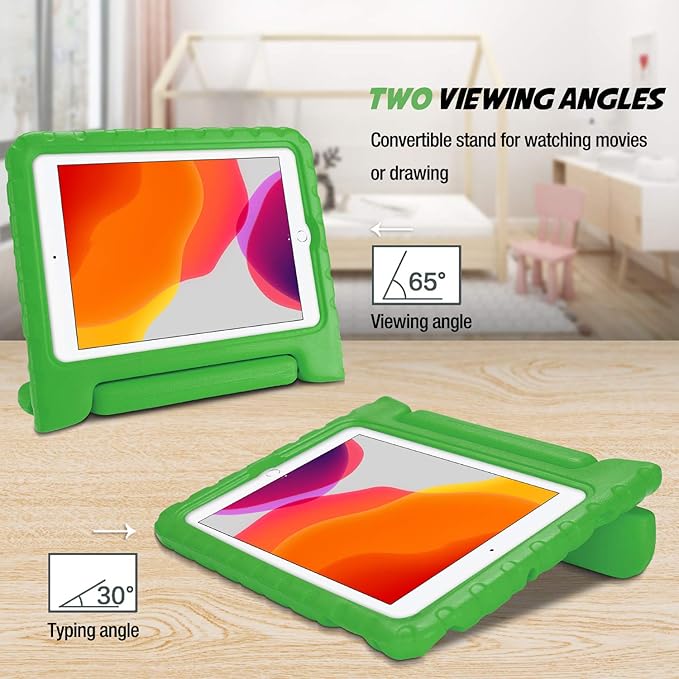 ProCase Kids Case for iPad 9th Generation/iPad 8/iPad 7, iPad 10.2 Case 2021 2020 2019/iPad Air 10.5/iPad Pro 10.5 Kids Case, Shockproof Lightweight Case with Convertible Handle -Green