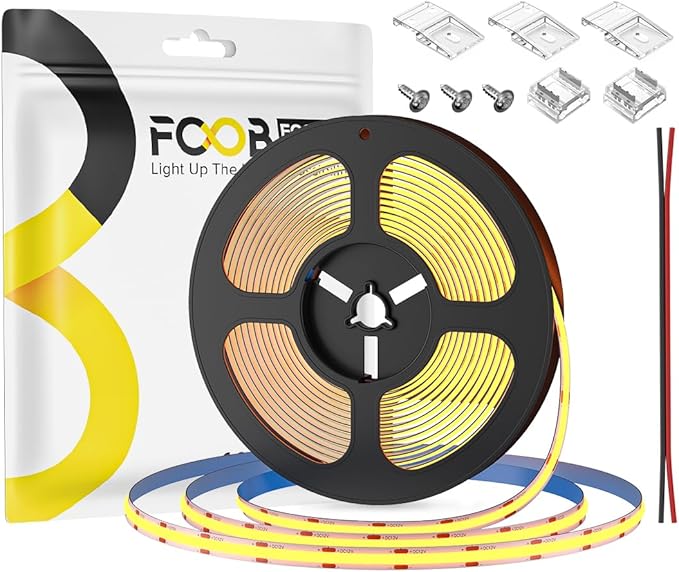16.4FT COB LED Strip Lights Dimmable DC 12V 2700K Warm White 320LEDs COB Strip, Adhesive Flexible Cuttable Strip Lights for DIY Home Decor, Shelf, Cabinet (No Adapter or Controller)