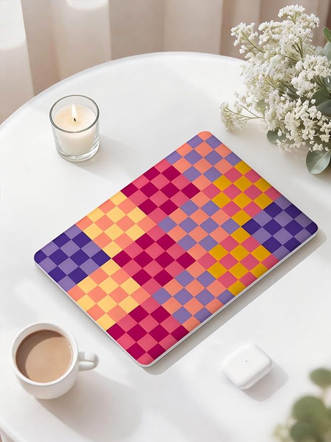 Seorsok Compatible with MacBook Air 13 Inch Case 2022 2021 2020 2019 2018 Release A1932 A2179 M1 A2337 Touch ID,Retro Color Grids Plastic Hard Shell Case with Keyboard Cover,Cute Checkered