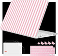 Case for 2026 MacBook Neo 13-inch Laptop with Liquid Retina Display, Release Model A3404, Sturdy Plastic Hard Shell Case + Keyboard Cover + Trackpad Film + Dust Plug, Pink & White Stripes
