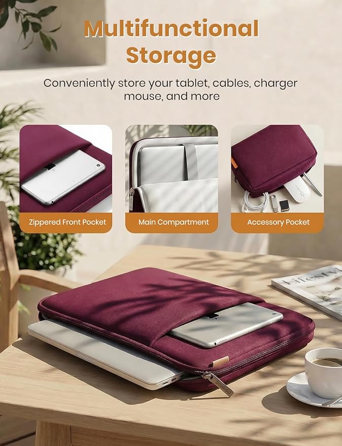 DOMISO Laptop Case Laptop Sleeve Cover for 16 inch MacBook Pro M4/M3/M2/M1 Pro/Max A3403 A3186 A2991 A2780 A2485 A2141,Compatible with 15.6 inch HP Lenovo Dell XPS 16 with Small Case,Wine