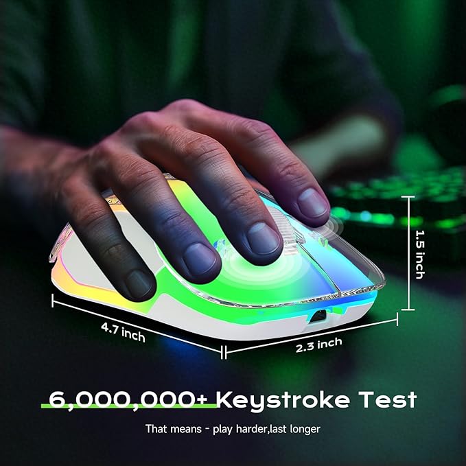 memzuoix 2.4G LED Wireless Mouse, Rechargeable Ergonomic Mouse with Detachable Cover, 1400 DPI Portable Optical Computer Mouse with USB Receiver for Laptop, PC, Desktop and MacBook, 5 Buttons-Green