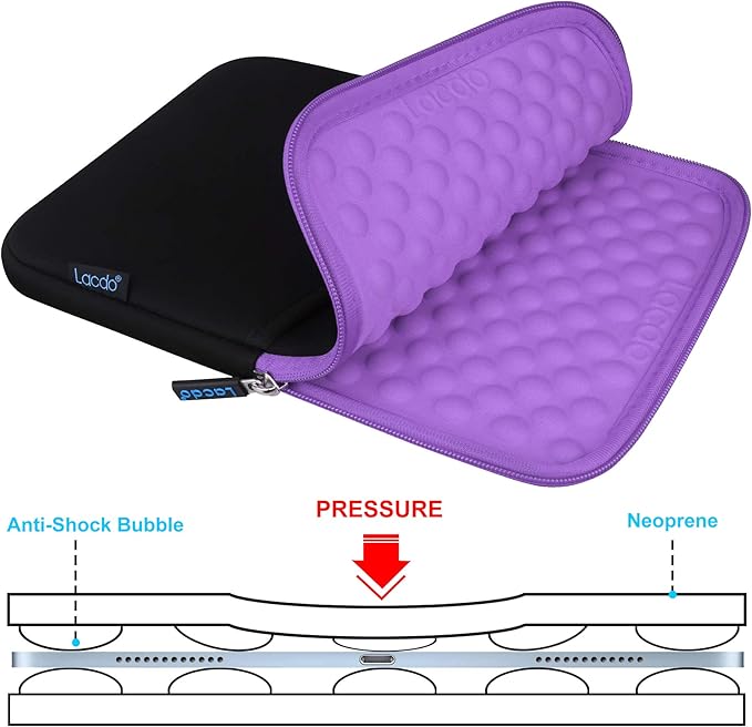 Lacdo Tablet Sleeve Case for 11 inch iPad A16 / 11 inch iPad Air M4 M3 M2 / 11" iPad Pro M5 M4 / 10.9" iPad /10.2" iPad /10.9" ipad Air / 11 Inch Samsung Galaxy Tab A9+ Bag, Fit Magic Keyboard, Purple