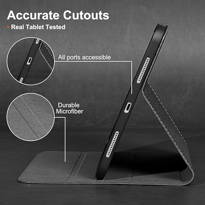 Gexmil Genuine Leather Case for iPad Pro 13 Inch (M5/M4) 2025/2024 with Pencil Holder,Protective Shockproof Smart Leather Folio Cover Adjustable Stand Auto Sleep/Wake,Cross-Hatched Black