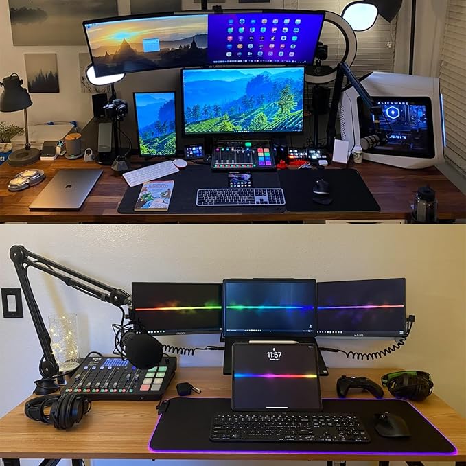 Kado Dual Portable Monitor Setup - 2-Pack 15.6'' FHD 1080p, Ultra-Slim Laptop Monitor 1920x1080 with Built-in Speakers, IPS Display 180° Kickstand Stacked Desktop Setup Office Gaming Daytrading