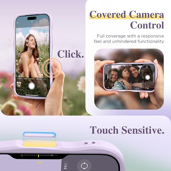 GVIEWIN for iPhone 16 Pro Max Case Compatible with MagSafe [Curly Wave Edge][Full Camera Protection] Floral Translucent Shockproof Magnetic Women Phone Case for 16 Pro Max, Floratopia/Purple