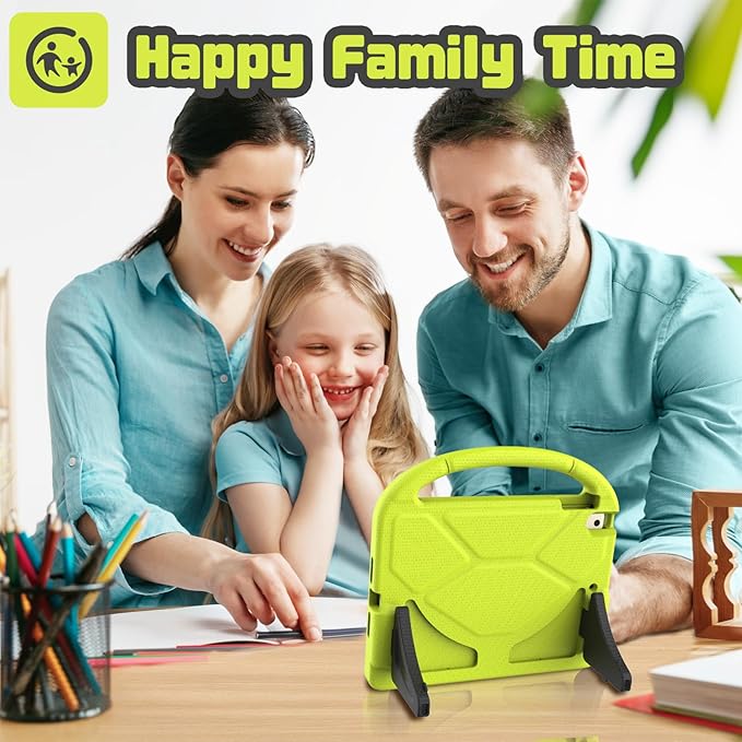 YIHE Shockproof Kids Case for iPad 6th/5th Generation (9.7 inch, 2018/2017), iPad Air 2/1 & Pro 9.7 | Durable Protective Cover with Built-in Screen Protector & Stable Stand, Light Yellow