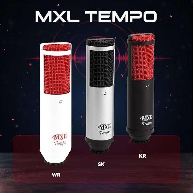 MXL TEMPO-KR Mac and PC Compatible USB 2.0 Powered Condenser Microphone - Black/Red