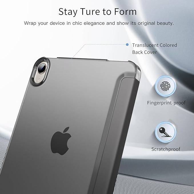 MoKo for iPad mini 7 (A17 Pro) Generation Case 2024, iPad mini 6 Case 2021, 8.3-inch Slim Lightweight Protective Hard Back PC Shell Stand Cover Support Touch ID, Auto Wake/Sleep, Space Gray