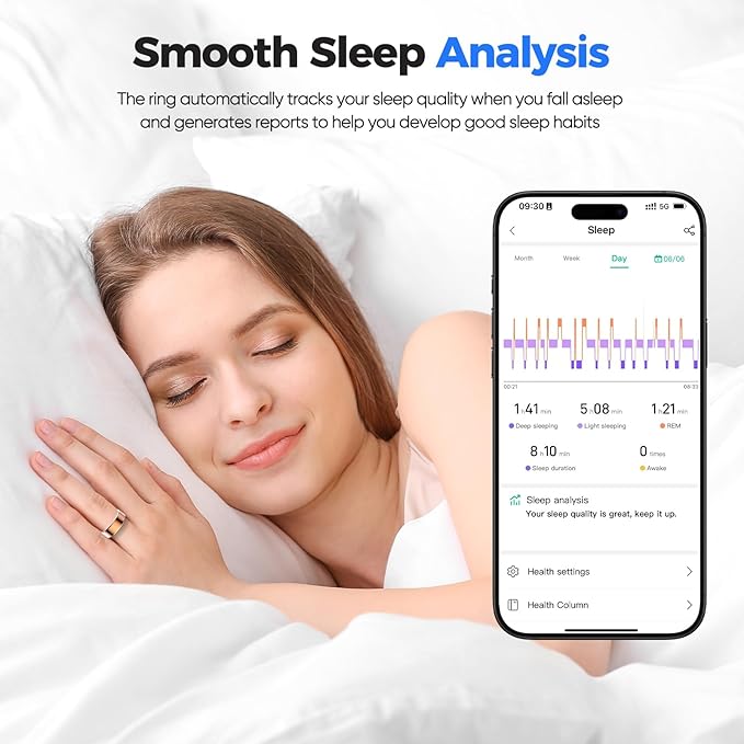 BIEMHA Smart Ring for Women & Men, Health Tracker with Sleep，Exercise Monitoring, iOS&Android Compatible, IP68 Waterproof, No Subscription, 5-Day Battery (Rose Gold, 10)