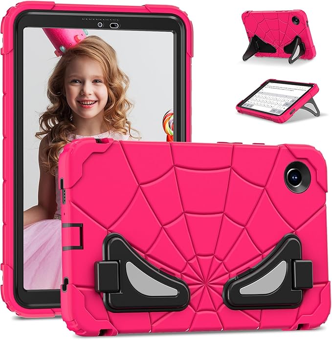 AKABEILA Compatible with Samsung Galaxy Tab A11+ 2025 11 inch Tablet Case，Lightweight Shockproof Rugged Protective Cover with Kickstand for Kids Children Boys Babies Strawberry Black