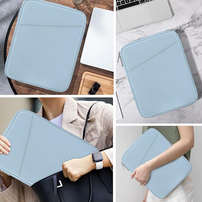 MoKo 9-11 Inch Tablet Sleeve Case, Fits New 11inch iPad Air M4/Pro M5, iPad A16 11", i-Pad 10/9/8/7th/Air 5/4th 10.9"/10.2", Tab S9/S8 11", Protective Bag Carrying Case with Pocket, Misty Blue