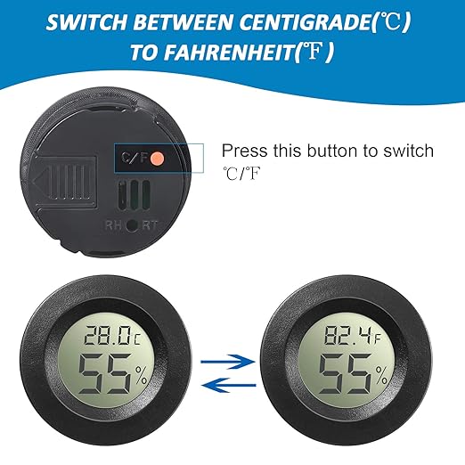 Weewooday Mini Hygrometer Thermometer Digital LCD Monitor Indoor/Outdoor Room Humidity Meter Temperature Gauge for Greenhouse Garden Reptile Incubator Cellar ℉/℃(Black,8 Pcs)