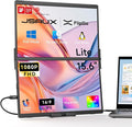 JSAUX FlipGo Lite 15.6" Portable Dual Stacked Monitor, 1080P FHD IPS Laptop Screen Extender One Cable for Triple Monitor Setup (For Windows&Linux) with Magnetic Design, Built-in Hub,No Driver Required