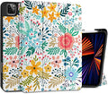 DONGKE Case for iPad Pro 12.9 inch 6th Generation 2022, Built-in Pencil Holder + Trifold Stand + Auto Wake/Sleep + Protective Cover for iPad Pro 12.9 5th/4th/3rd Gen - Flower
