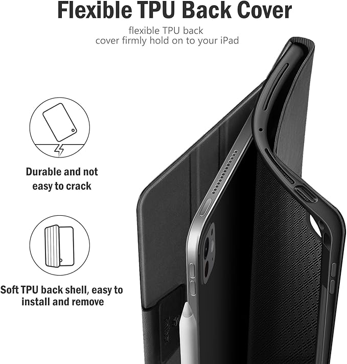 Antbox for iPad Pro 13 Inch Case M5 2025/M4 2024, Built-in Pencil Holder, Supports Pencil Pro/(USB-C), Auto Sleep/Wake, PU Leather (Black)