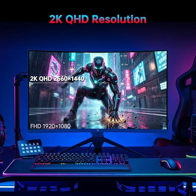 KTC 27 Inch 240Hz Curved Gaming Monitor, 2K QHD 2560x1440P Computer Monitor with 1000R, 2500:1 Contrast, Adaptive Sync, DP 1.4, HDMI 2.0, VESA, Tiltable, H27S25E