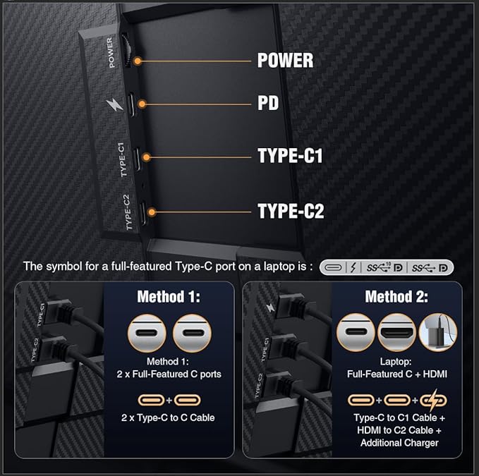 APILDELLA 15.6’’ Triple Laptop Screen Extender, 1080P FHD Portable Dual Monitor for Laptop USB C HDMI, Plug-Play Monitor Extender for Triple Display for Mac/Windows, Fit 13”-17.3” Laptops