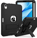CCMAO for iPad mini 7 A17 Pro Case, iPad mini 6th/7th Generation Case (2021/2024), with Pencil Holder and Kickstand, Heavy Duty Shockproof Hybrid Three Layer Protective Cover, Black