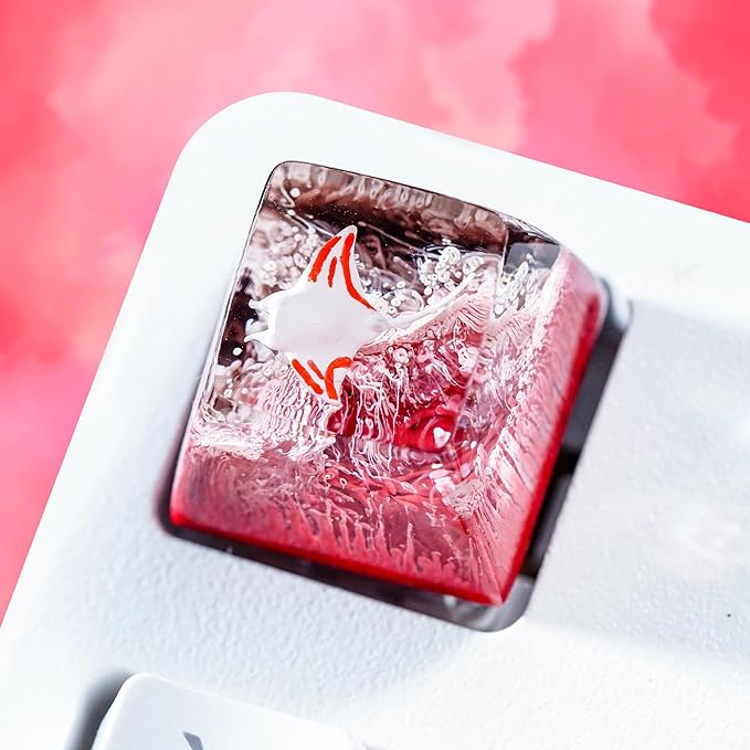 Manta Ray Artisan Keycap Pink Ocean Coral R1 SA Profile Custom Sea Creatures Keycaps 1U ESC Handmade Gaming Resin Key Cap Cherry MX Switch Compatible Mechanical Keyboard Manta Ray Lover Gift