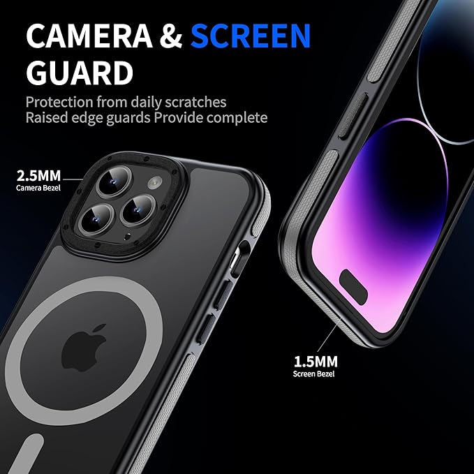 Strong Magnetic case for iPhone 14 pro max [10Ft Military-Grade Protection] Compatible with MagSafe Shockproof Slim Thin Cover 6.7 inch, Grey Bumper Case