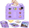 for iPad Air 11 inch Kids Case M3/M2 (2025/2024) & iPad Pro 11 Inch M4 Case 2024 with Pencil Holder/Handle/Kickstand Cute DIY Soft Shockproof Stand Lightweight Tablet Cover, Light Purple Bear