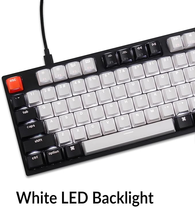 Keychron C1 Wired Mechanical Keyboard TKL, 87-Key RGB Backlit Hot-Swappable Keyboard with Gateron G Pro Brown Switches, Double-Shot ABS Keycaps, USB-C, Mac & Windows Compatible