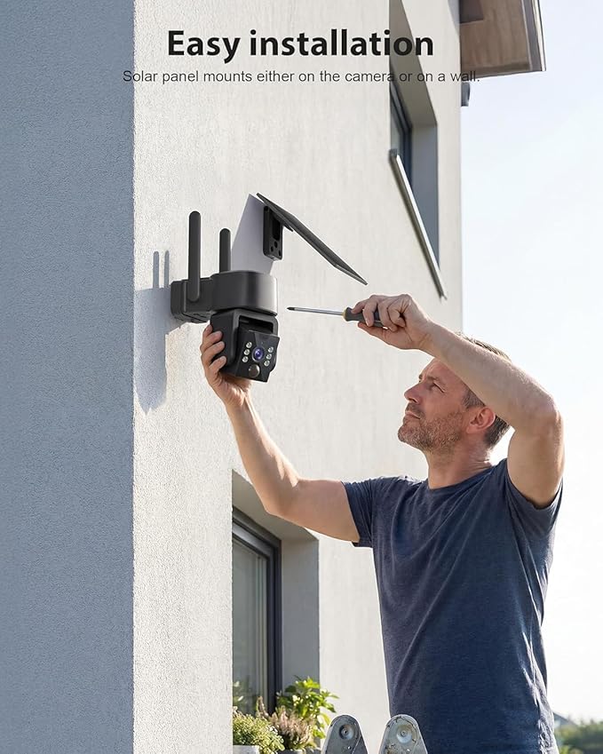 5G & 2.4G Wi-Fi Outdoor Camera Wireless,Solar Security Cameras Wireless Outdoor, 2K 360° PTZ Camera, Solar/Battery Powered, PIR Human Detection, Color Night Vision,Two-Way Voice Calling, Alexa