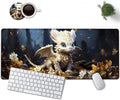 Large Mouse Pad, 31.5 x 11.8in Extended Gaming Mouse Pad with Stitched Edges, XXL Mousepad Protector Non Slip Rubber Base for Office and Home Writing Mat, Cute Little White Dragon Pattern Desk Mat