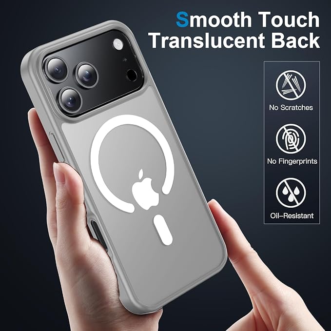 Strong Magnetic for iPhone 17 Pro Case with Camera Lens Protector [ Military-Grade Protection] Compatible with MagSafe Shockproof Slim Thin Cover case for iPhone 17 Pro 6.3 inch, Gray