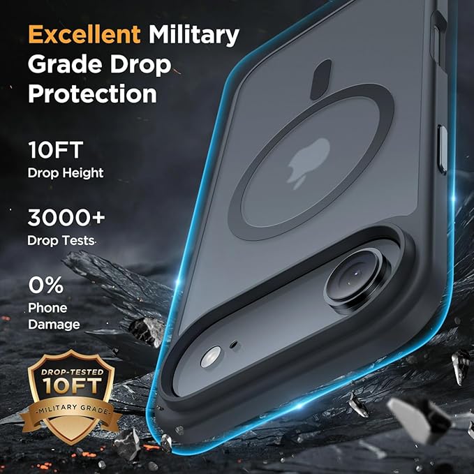 Miracase Magnetic for iPhone Air Case with Screen Protector(Compatible with MagSafe), Slim Thin Translucent Matte Military-Grade Protected Phone Cover for iPhone 17 Air 6.5", Space Black