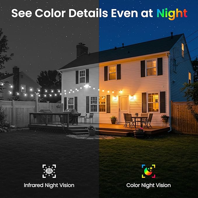 INFIYA 2K Outdoor Camera Wireless-Solar Camera Outdoor Wireless for Home Surveillance with AI Human Detection&Push Notifications, Color Night Vision, Easy Setup, 2.4GHz Wi-Fi, Works with Alexa, Z1 1P