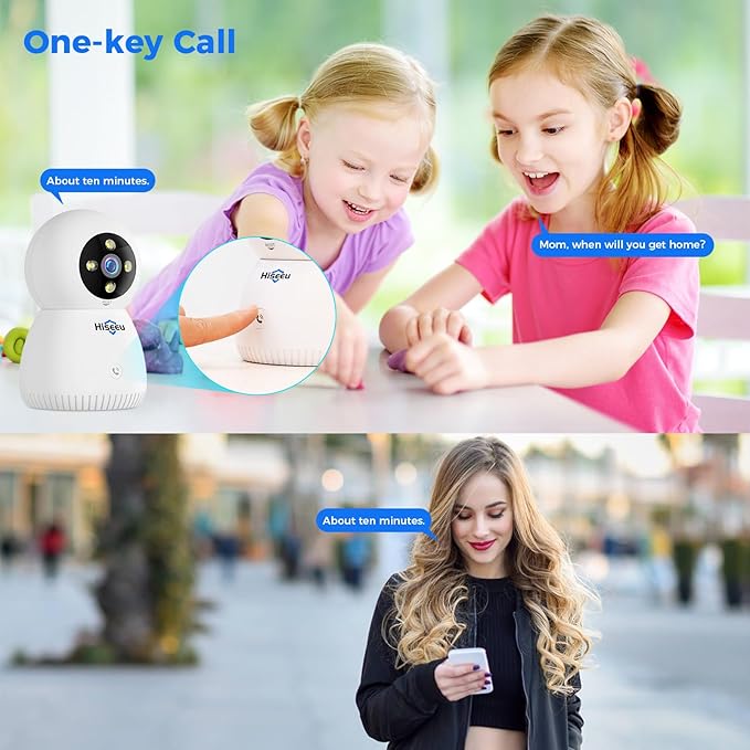 Hiseeu Indoor Security Camera, 2.4G/5G 5MP Pet Camera Baby Monitor, PTZ 360°, Auto Tracking, 2 Way Audio, Night Vision, PIR Detection, No Monthly Fee