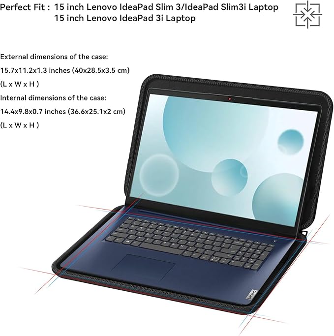 Smatree Hard EVA Protective Sleeve Case Compatible for 15 inch Lenovo IdeaPad Slim 3i Laptop, for 15 inch Lenovo IdeaPad 3i Laptop Waterproof Sleeve (A1600)