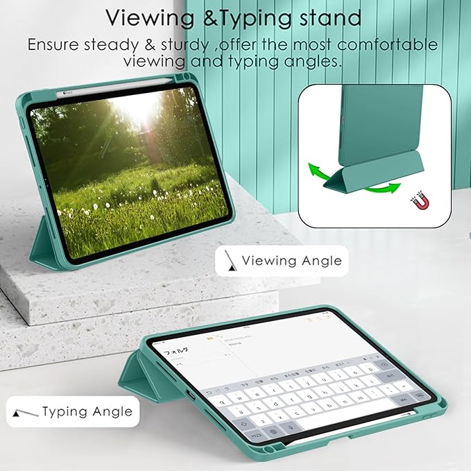 ZryXal iPad Pro 11 Inch Case (M5) 2025/ (M4) 2024 (Model: A2836/A2837/A3006), Trifold Stand Smart Cover with Pencil Holder and Soft TPU Back, Auto Wake/Sleep (Forest Green)
