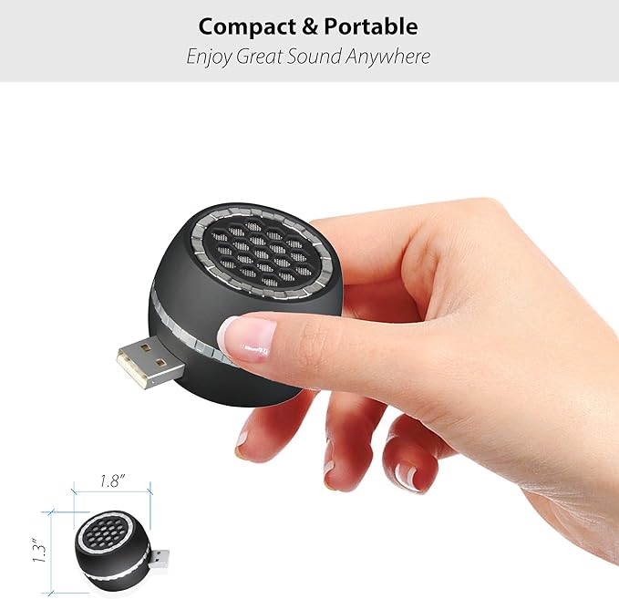 Dual Modes Mini Portable USB Speaker for Computer & Small Bluetooth Speaker for Tablets Smartphone, USB-A Plug-N-Play & Wireless Connection, with 2.6FT Extension Cord, Loud & Crystal Clear Sound